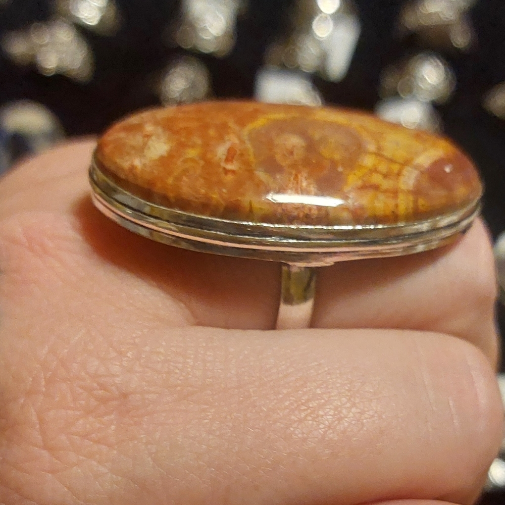 Enormous Bird's Eye Jasper Ring - Picture 6 of 7